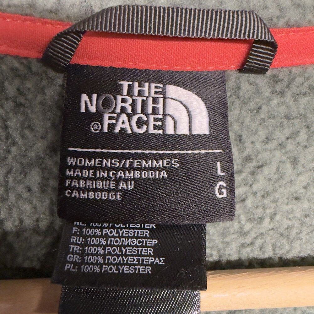 The North Face Crescent Women's Large Full Zip Sweater Fleece Jacket Green Coral - Picture 9 of 14